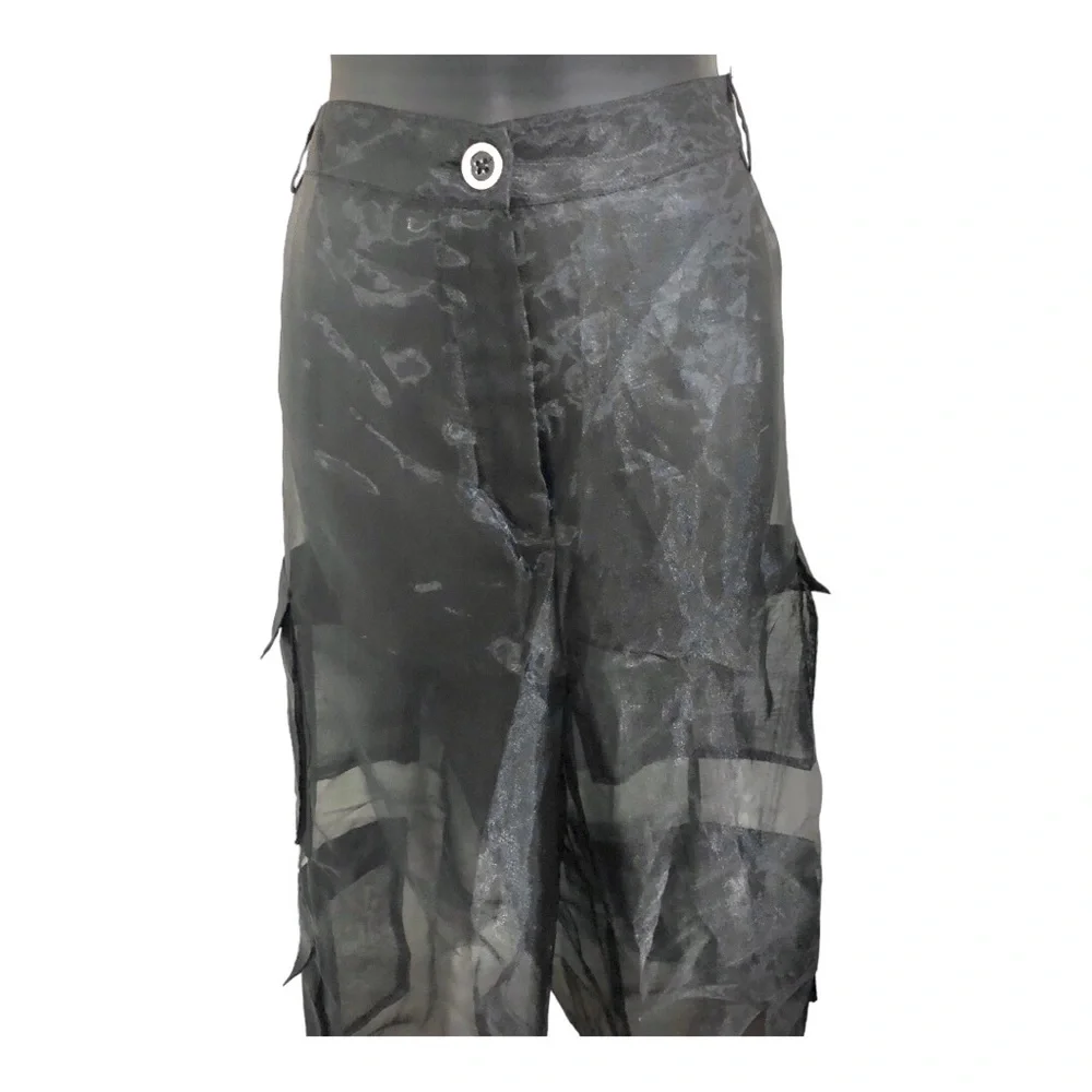 Sheer Black Cargo Harem Pants - Picture 12 of 16